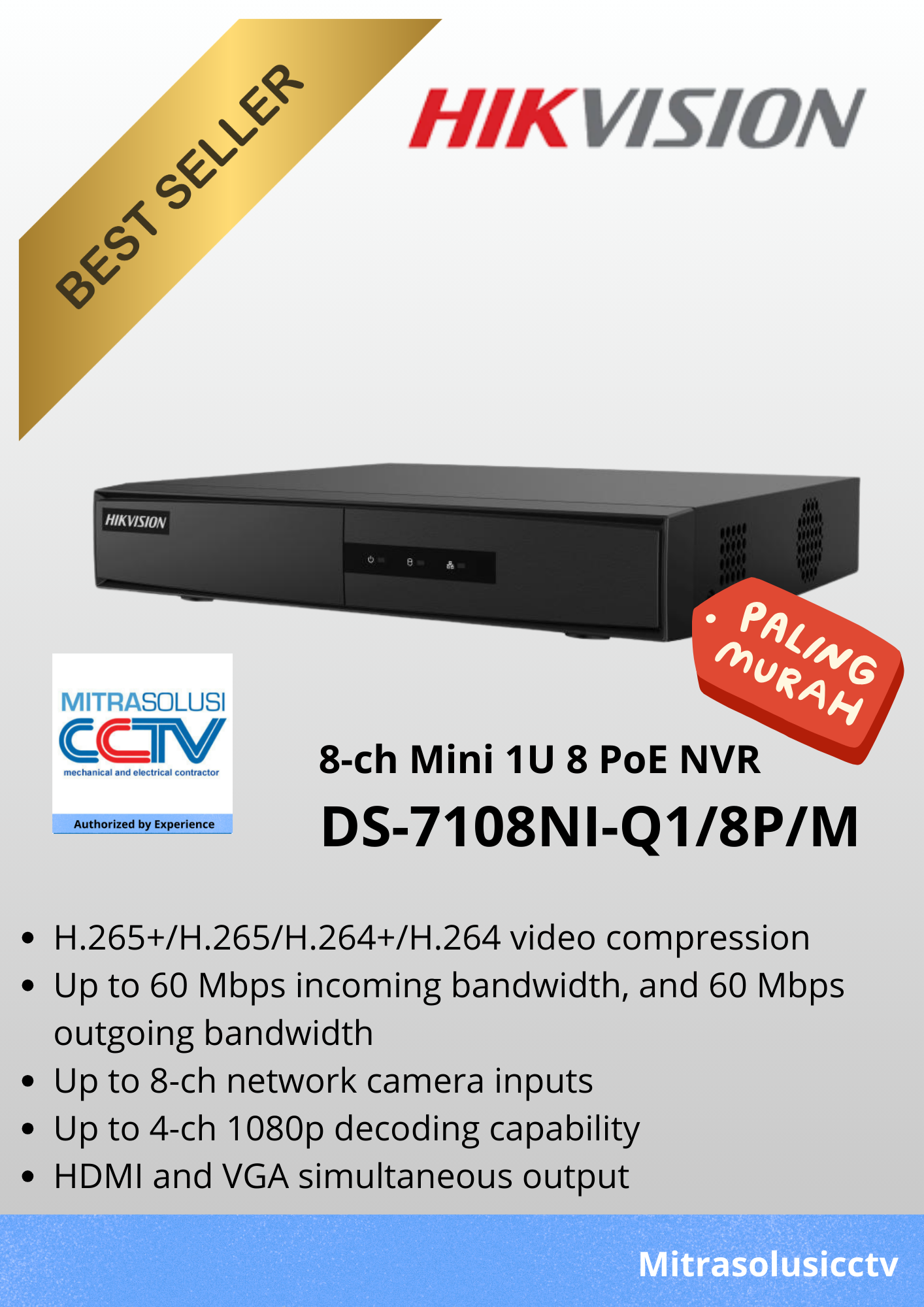 NVR Hikvision DS-7108NI-Q1/8P/M