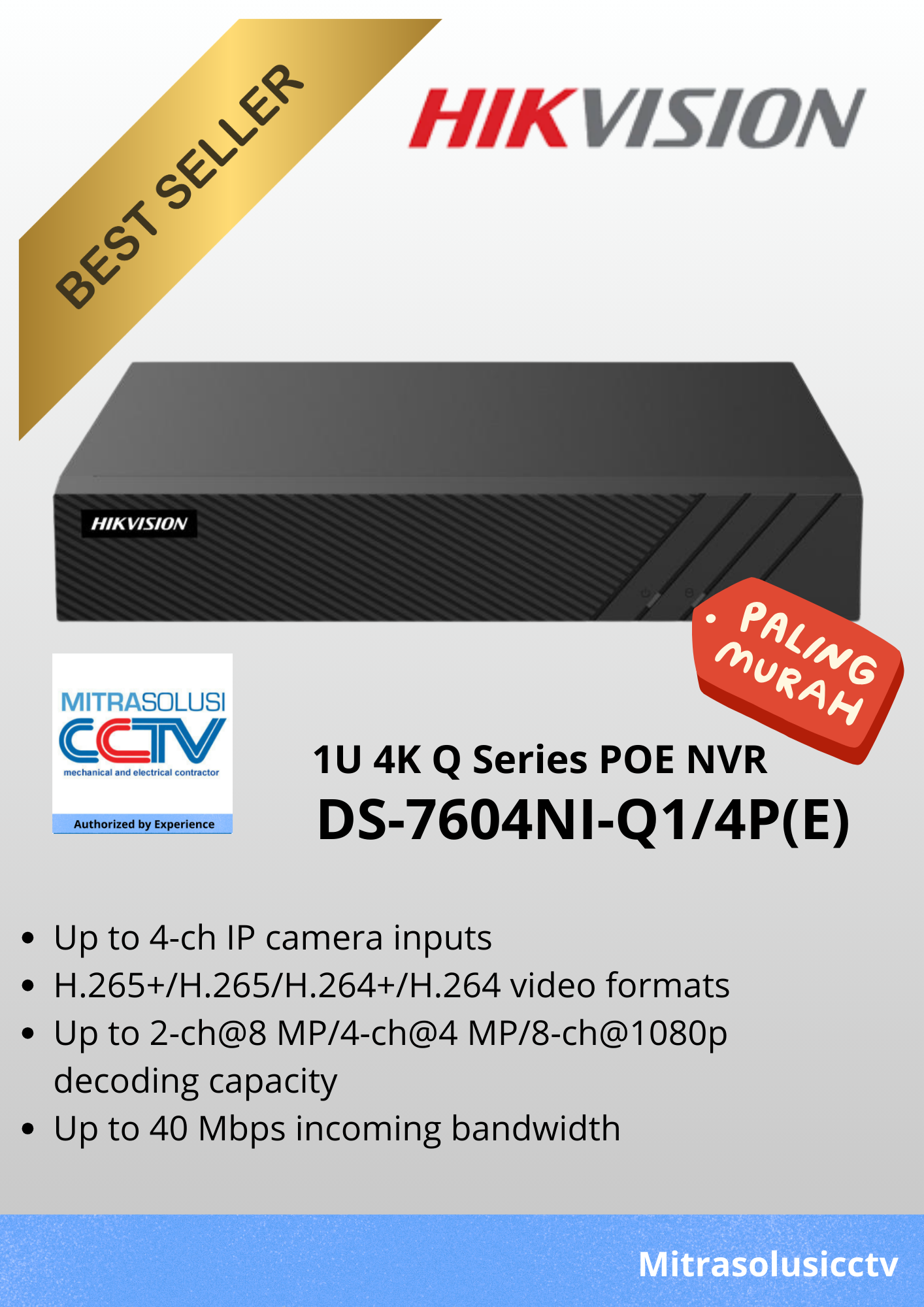 NVR Hikvision DS-7604NI-Q1/4P(E)