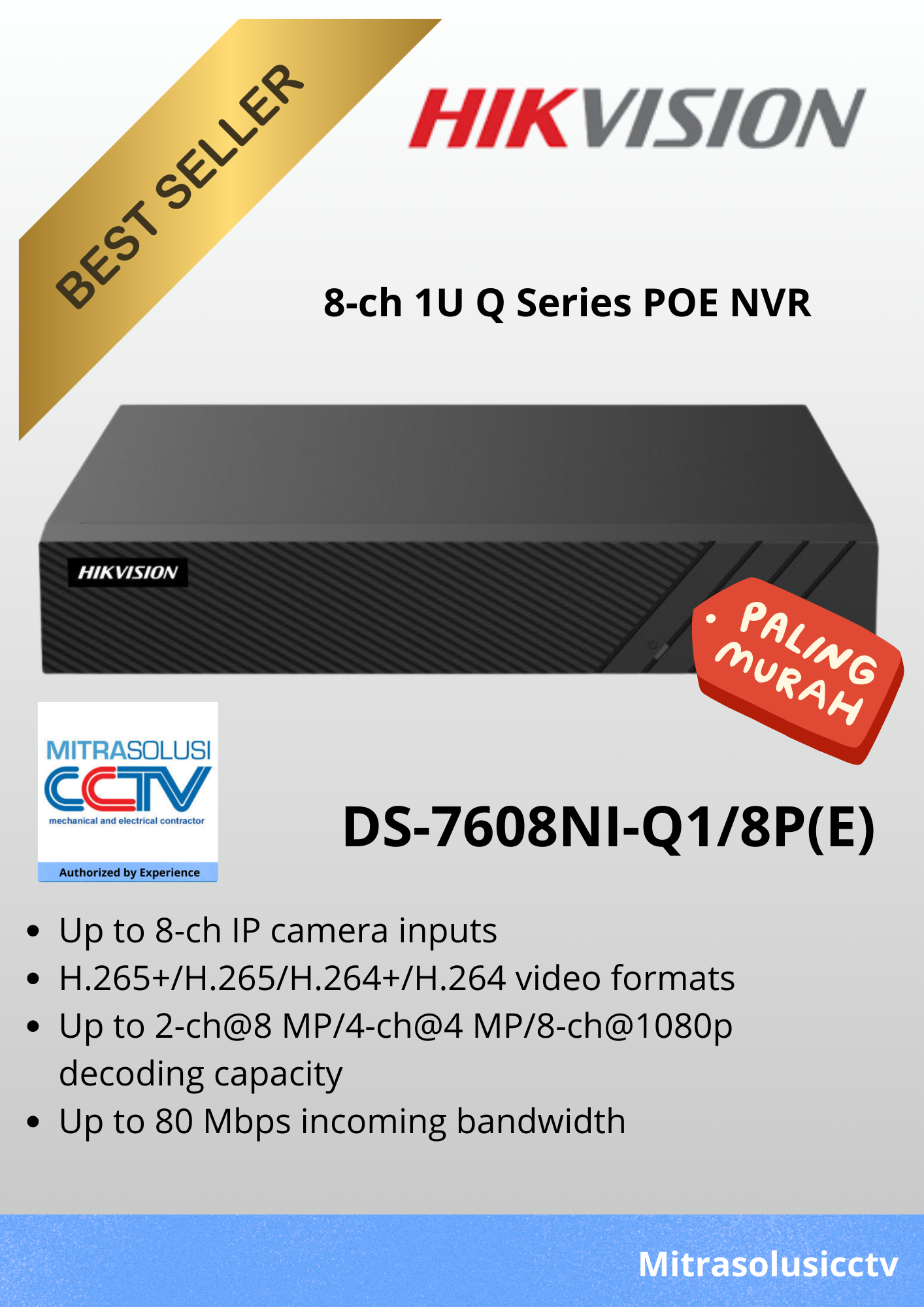 NVR Hikvision DS-7608NI-Q1/8P(E)