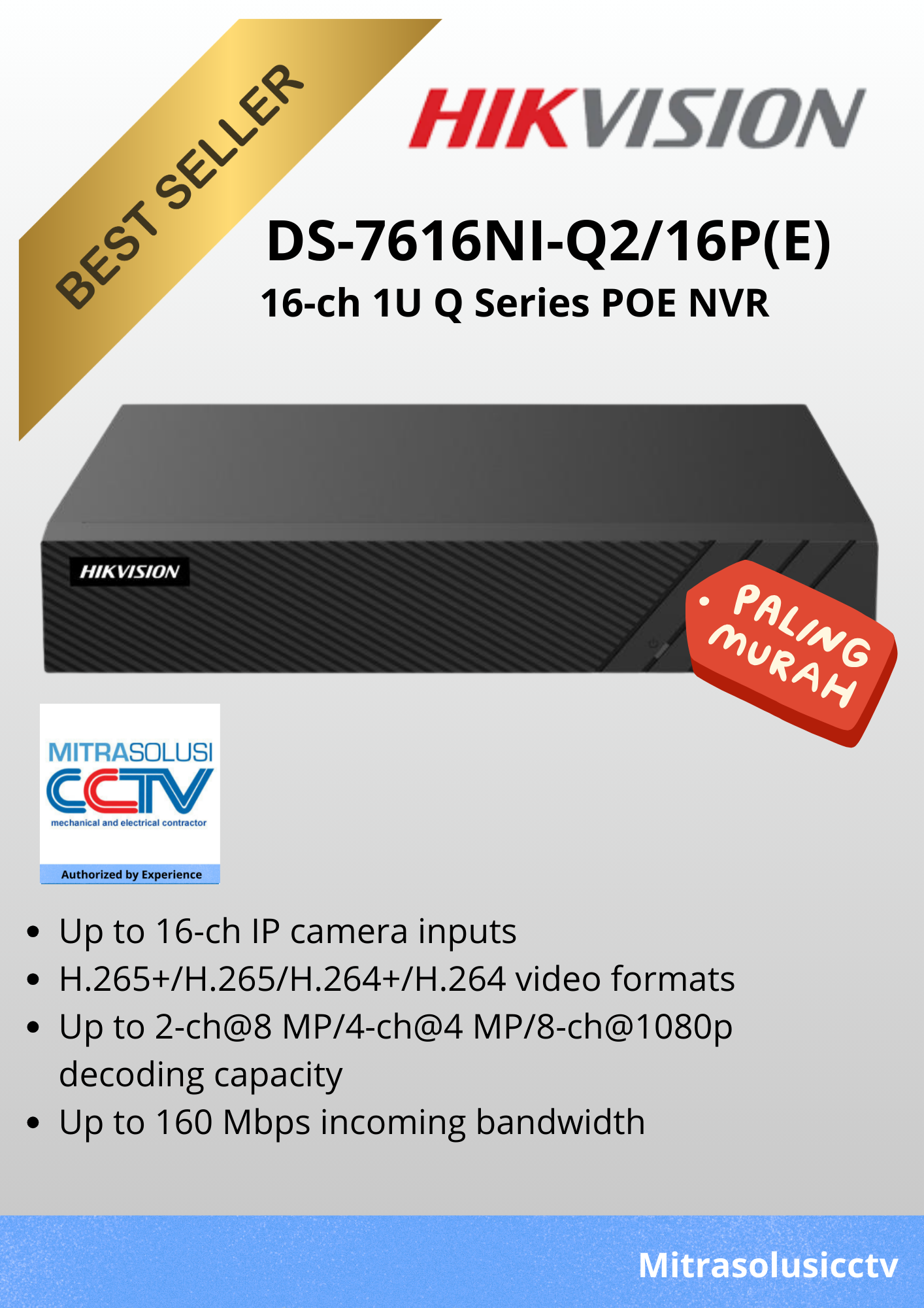 NVR Hikvision DS-7616NI-Q2/16P(E)