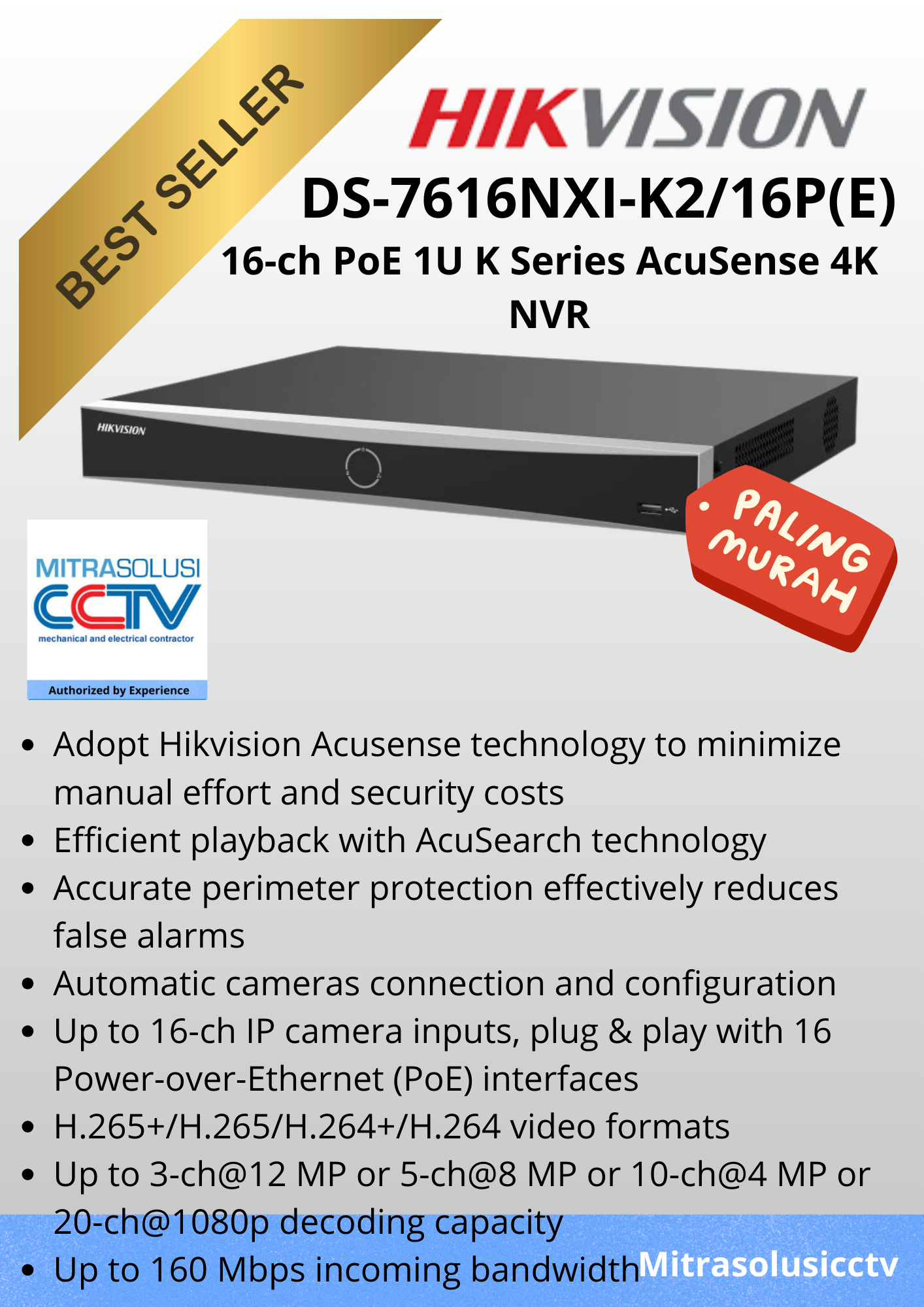 NVR Hikvision DS-7616NXI-K2/16P(E)