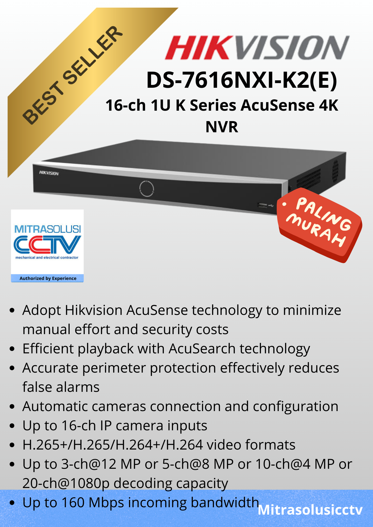 NVR Hikvision DS-7616NXI-K2(E)