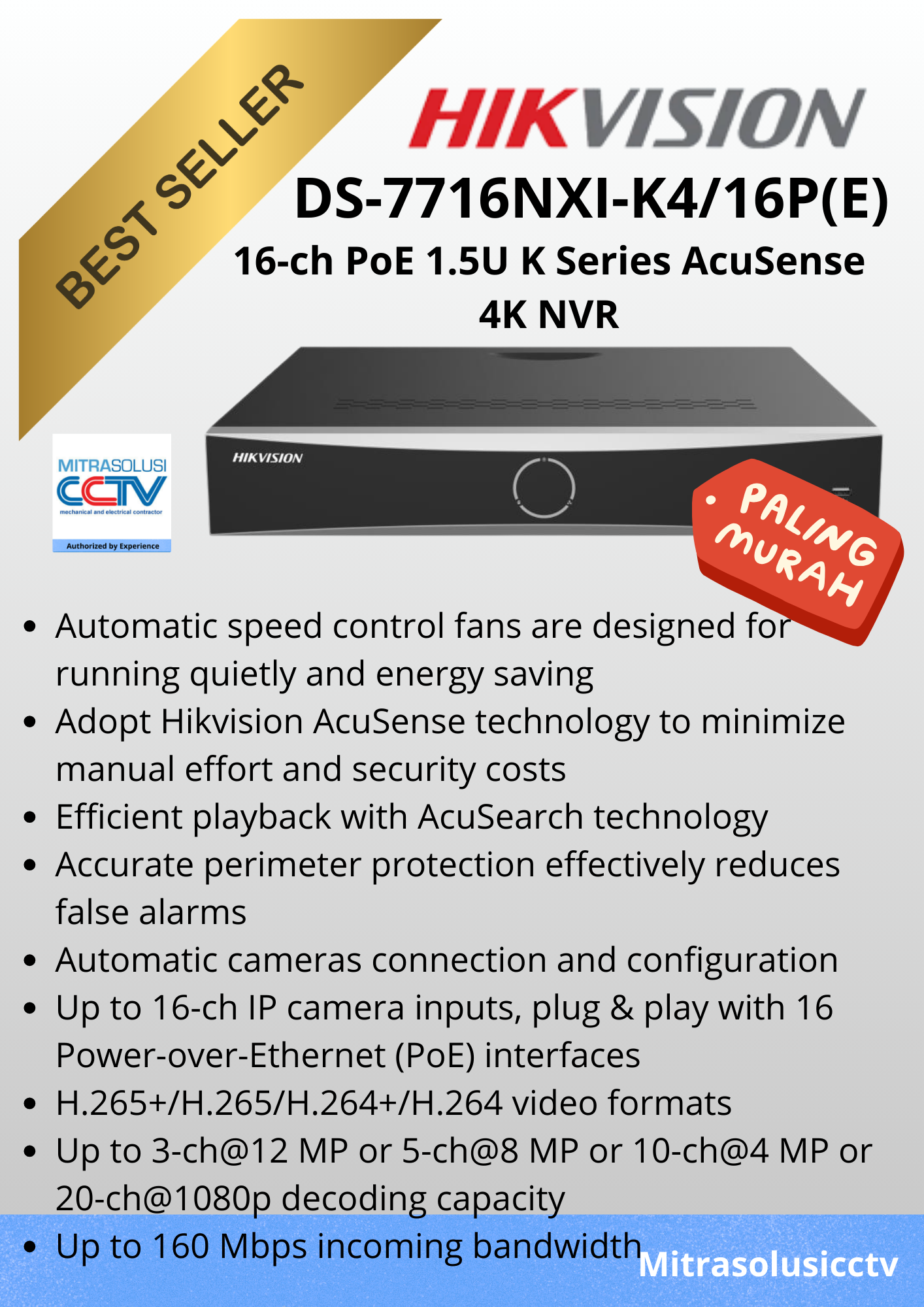 NVR Hikvision DS-7716NXI-K4/16P(E)