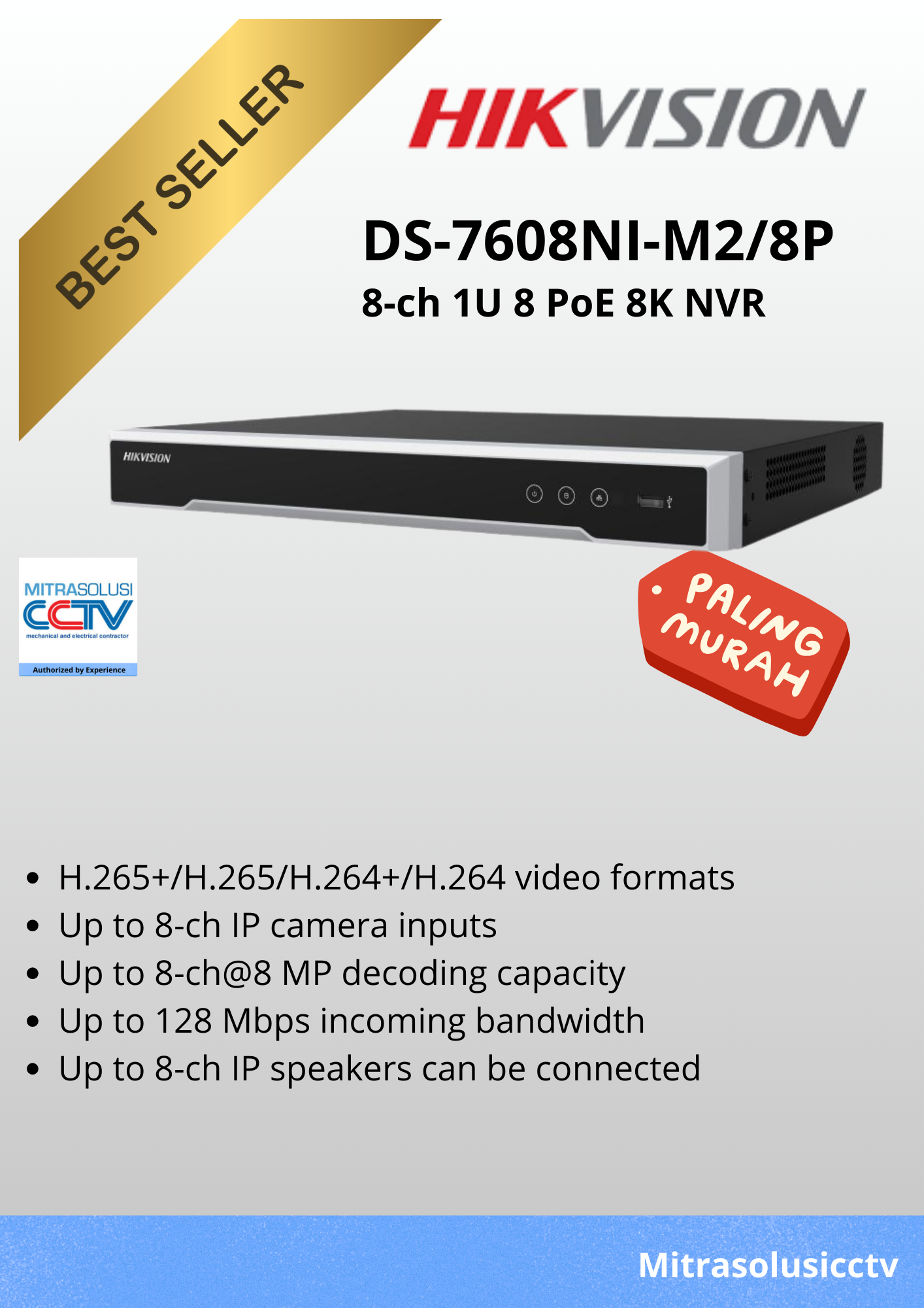 NVR Hikvision DS-7608NI-M2/8P